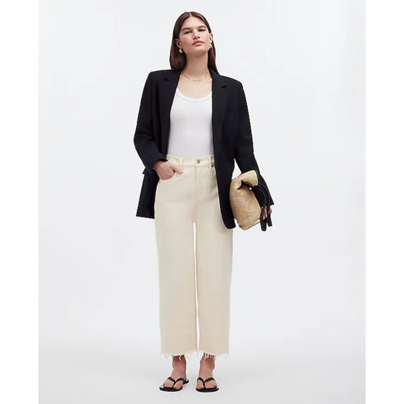 Madewell The Perfect Vintage Wide Leg Crop Jean Vintage Canvas Beige US 32 NWT - Picture 1 of 14